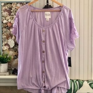 New! NY Laundry Lavender Lace Sleeve Top Sz 3X
